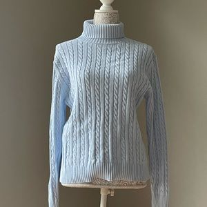 Light Blue Knitted Turtleneck Sweater